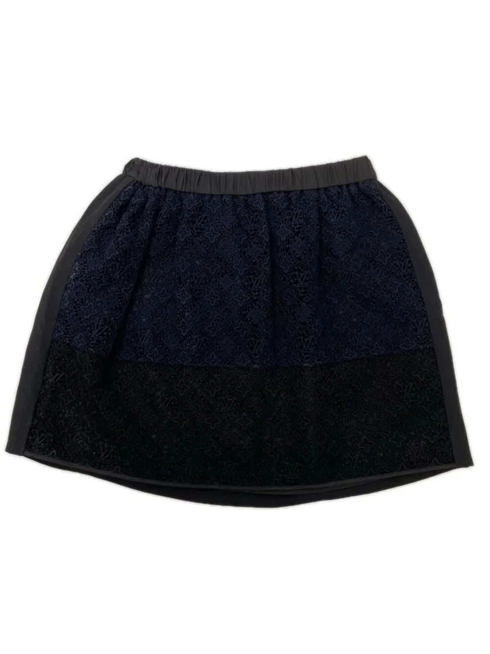 Louis Vuitton Monogram Lace Knit Contrast Waist Togo Mini Skirt 34